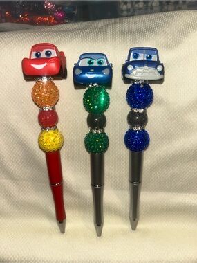 Disney Cars Character Beaded Ballpoint Pen - Red, Green, Blue